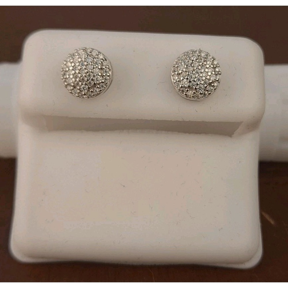 Moissanite Cluster Studs Sterling Silver  ‎ Round .64ctw VVS D 106032 124-925MNT